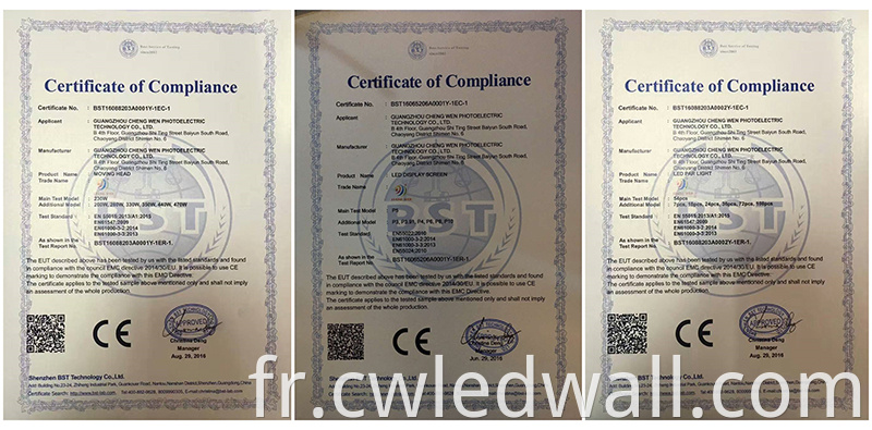 LED wall certificate CE